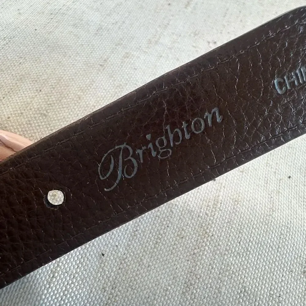 Brighton Leather & Wood Brown Vintage Men’s Belt 34/XL